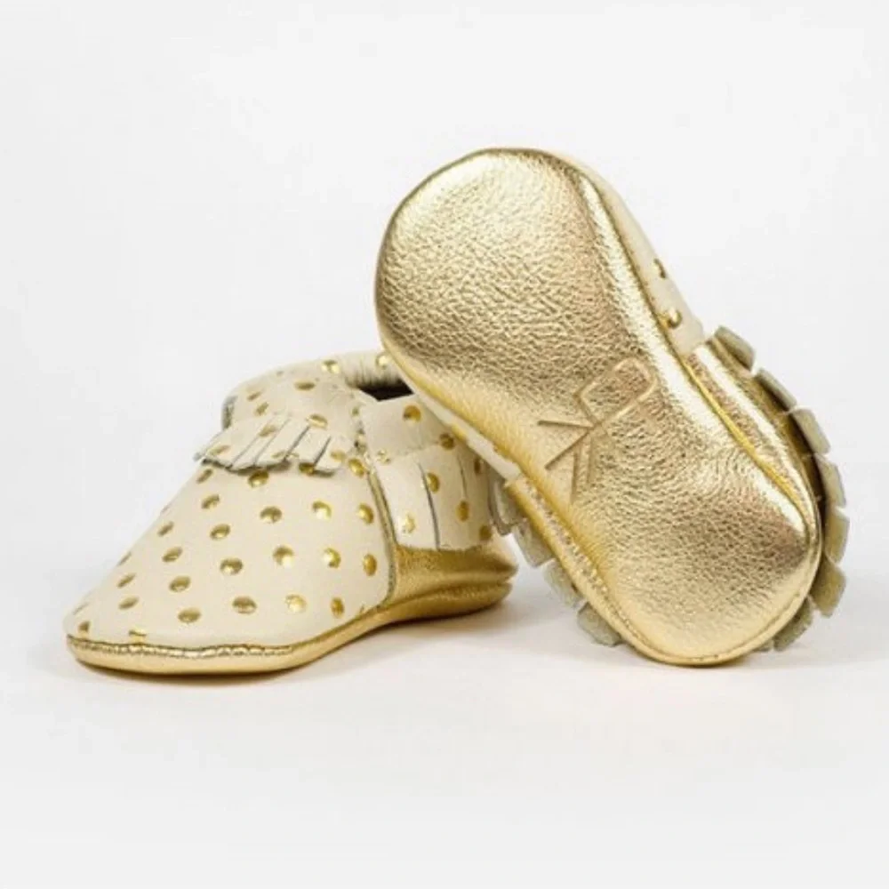 Freshly Picked Gold and Cream Spotted Moccasins